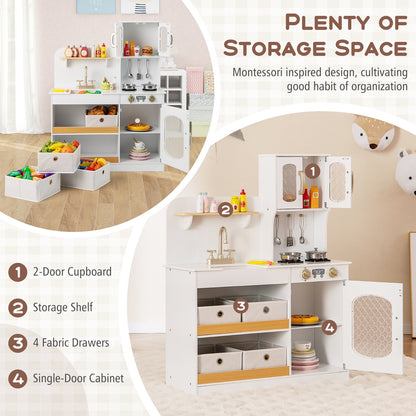 Kids Kitchen Playset With Cooking Accessories, Toy Cuttable Veggies, White Play Kitchen Sets at Gallery Canada