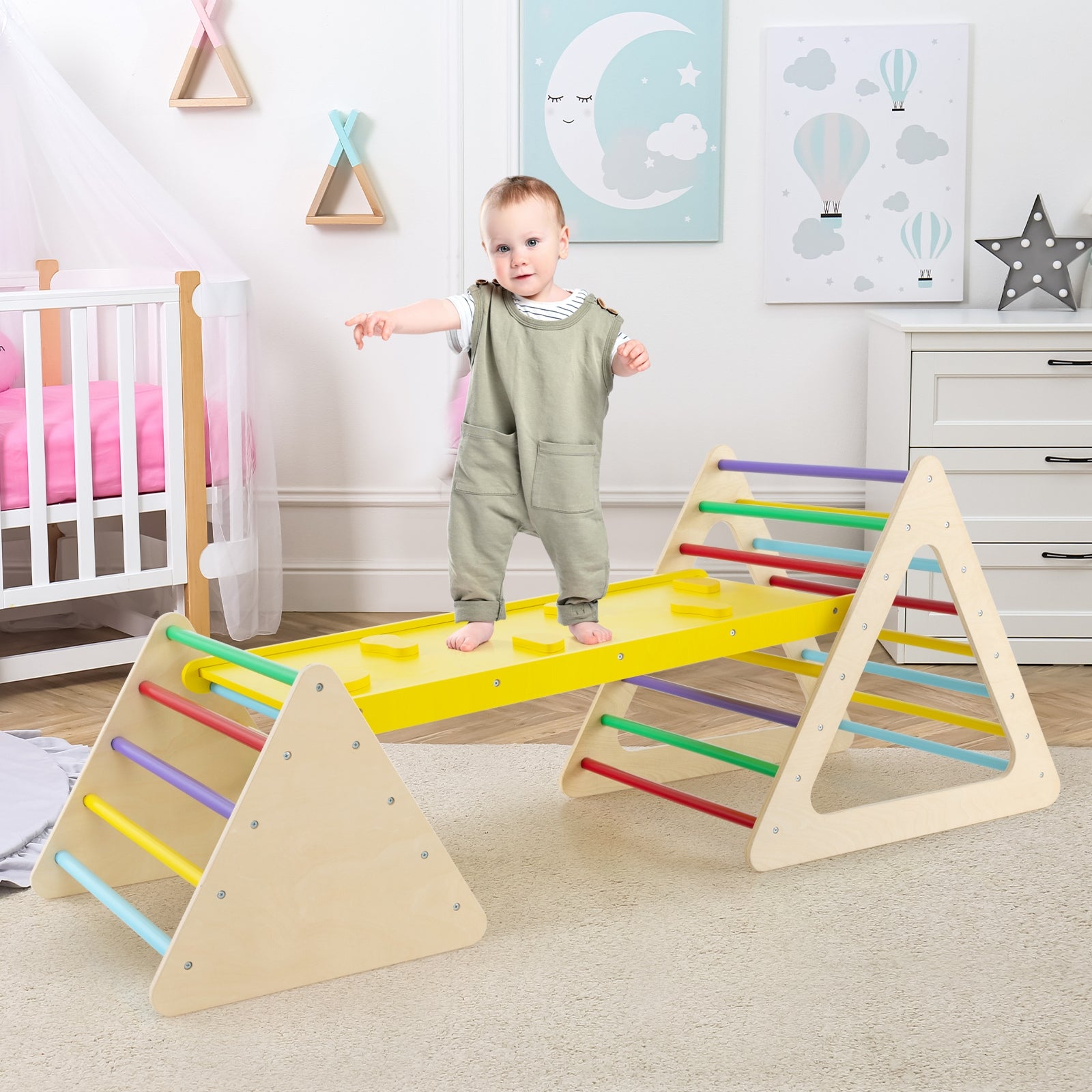 3 Piece Toddler Triangle Set, 2 Climbing Triangles, 1 Ramp, Colorful Climbers & Slides at Gallery Canada