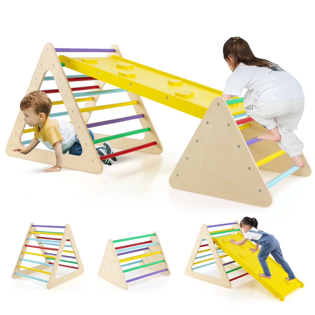 3 Piece Toddler Triangle Set, 2 Climbing Triangles, 1 Ramp, Colorful Climbers & Slides at Gallery Canada