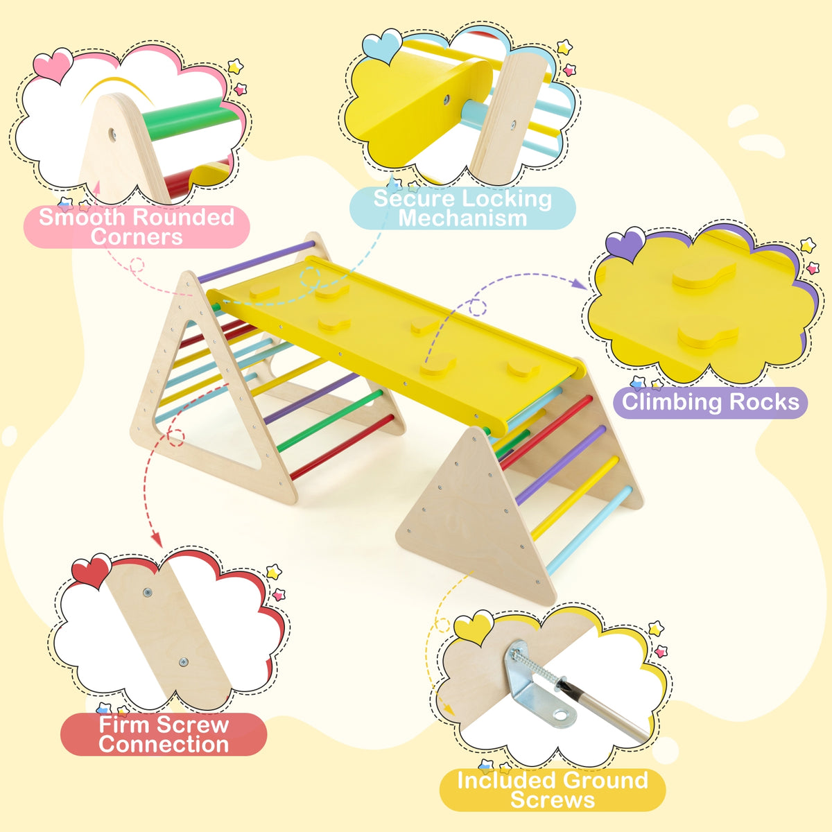 3 Piece Toddler Triangle Set, 2 Climbing Triangles, 1 Ramp, Colorful Climbers & Slides at Gallery Canada