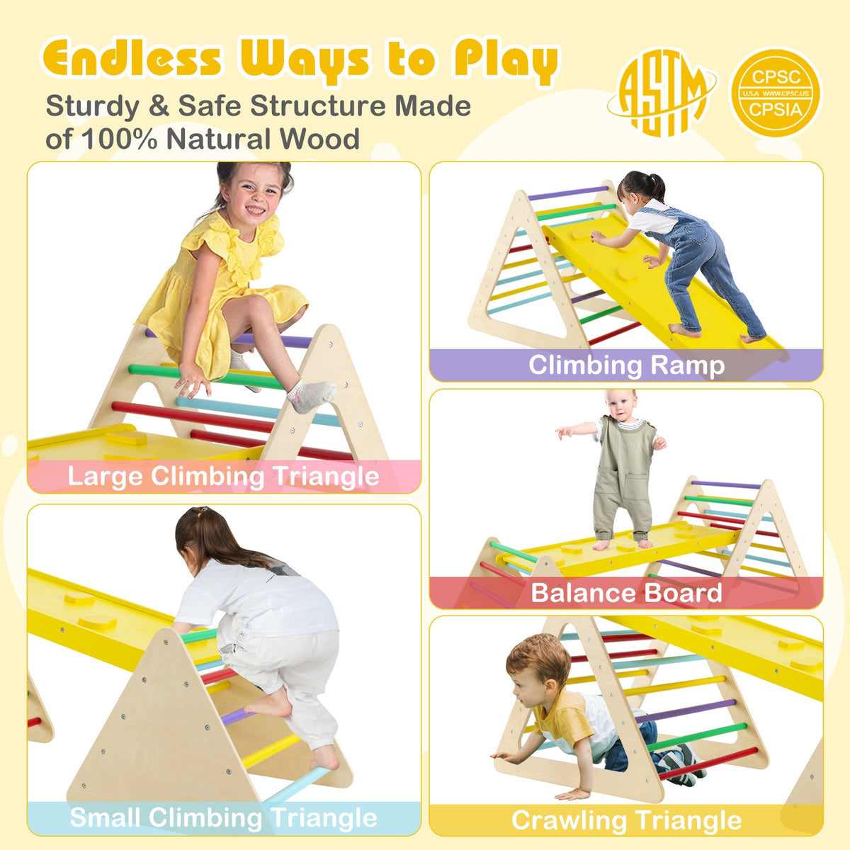 3 Piece Toddler Triangle Set, 2 Climbing Triangles, 1 Ramp, Colorful Climbers & Slides at Gallery Canada