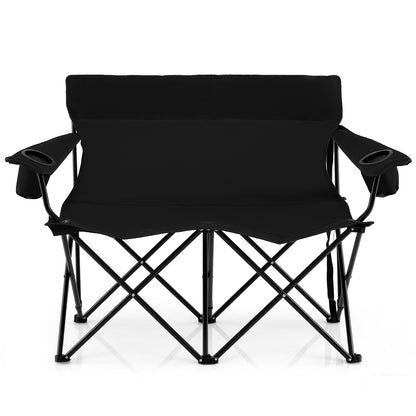 Double Camping Chair, 2-Person Outdoor Folding Loveseat, Black Camping Furniture at Gallery Canada