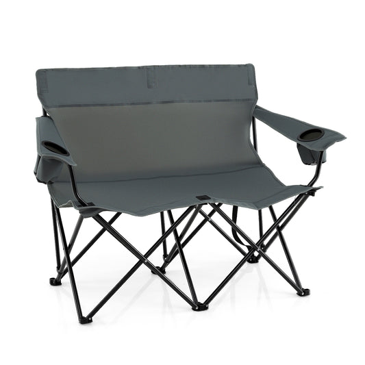 Double Camping Chair, 2-Person Folding Loveseat, Gray Camping Furniture Gray at Gallery Canada