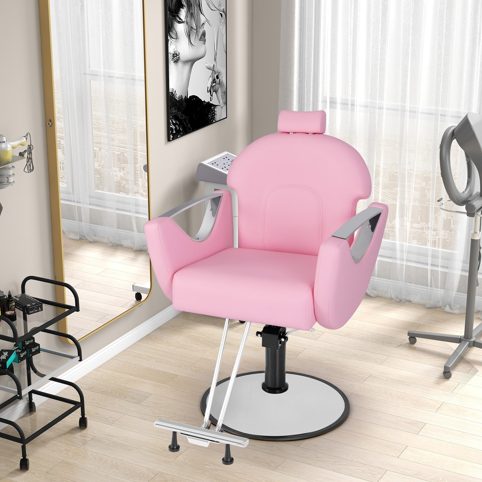 360° Swivel Reclining Salon Chair, Pink Spa & Salon at Gallery Canada