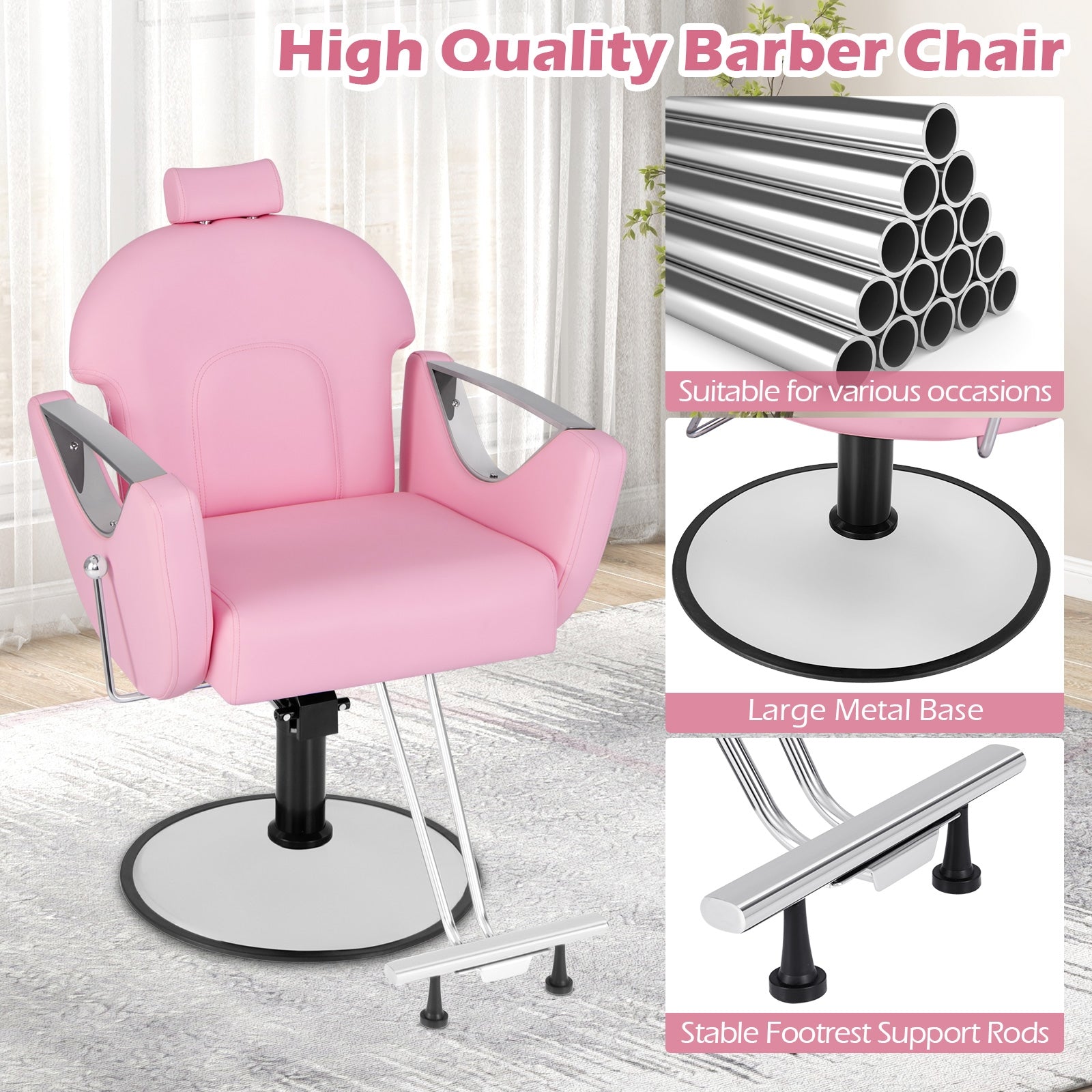 360° Swivel Reclining Salon Chair, Pink Spa & Salon at Gallery Canada