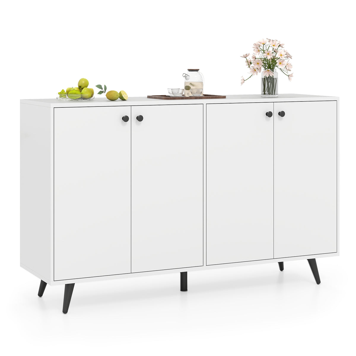 Mid Century Modern Buffet Sideboard, Adjustable Shelves, White Sideboards Cabinets & Buffets at Gallery Canada