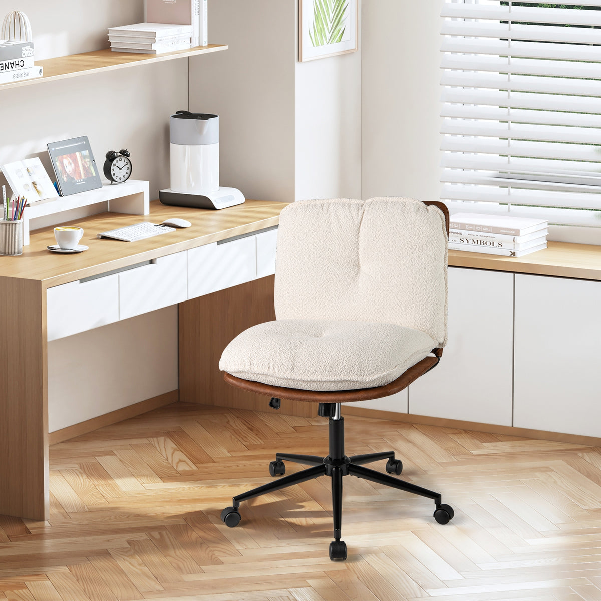 Armless Office Chair With Rocking Backrest, White Armless Chairs at Gallery Canada