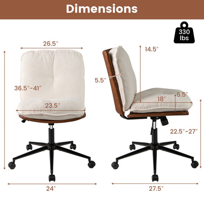 Armless Office Chair With Rocking Backrest, White Armless Chairs at Gallery Canada