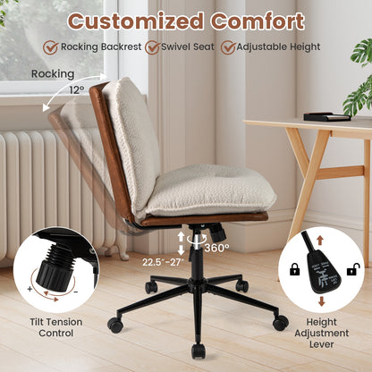 Armless Office Chair With Rocking Backrest, White Armless Chairs at Gallery Canada