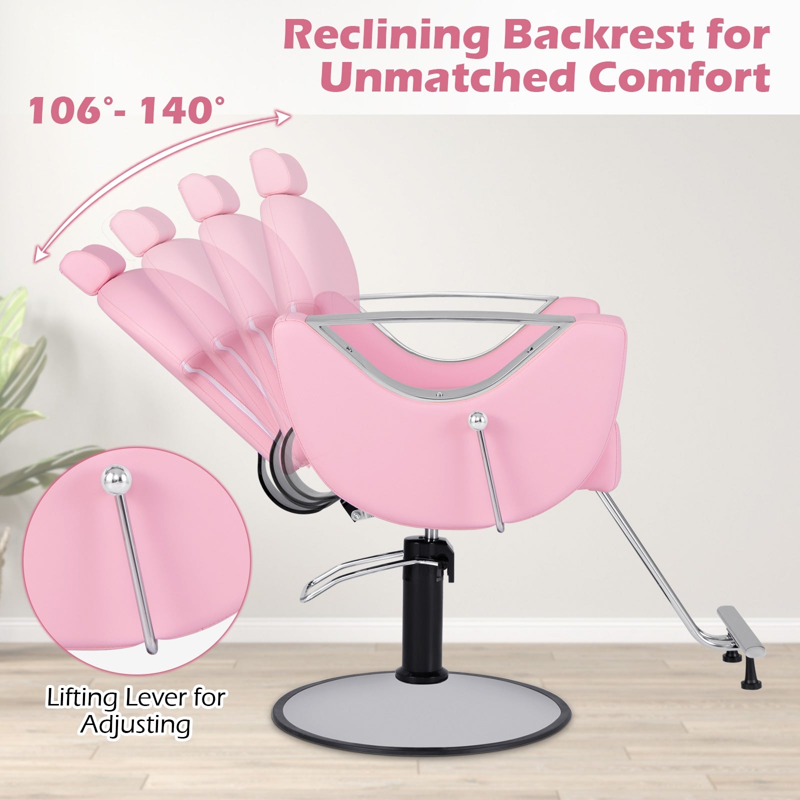 360° Swivel Reclining Salon Chair, Pink Spa & Salon at Gallery Canada
