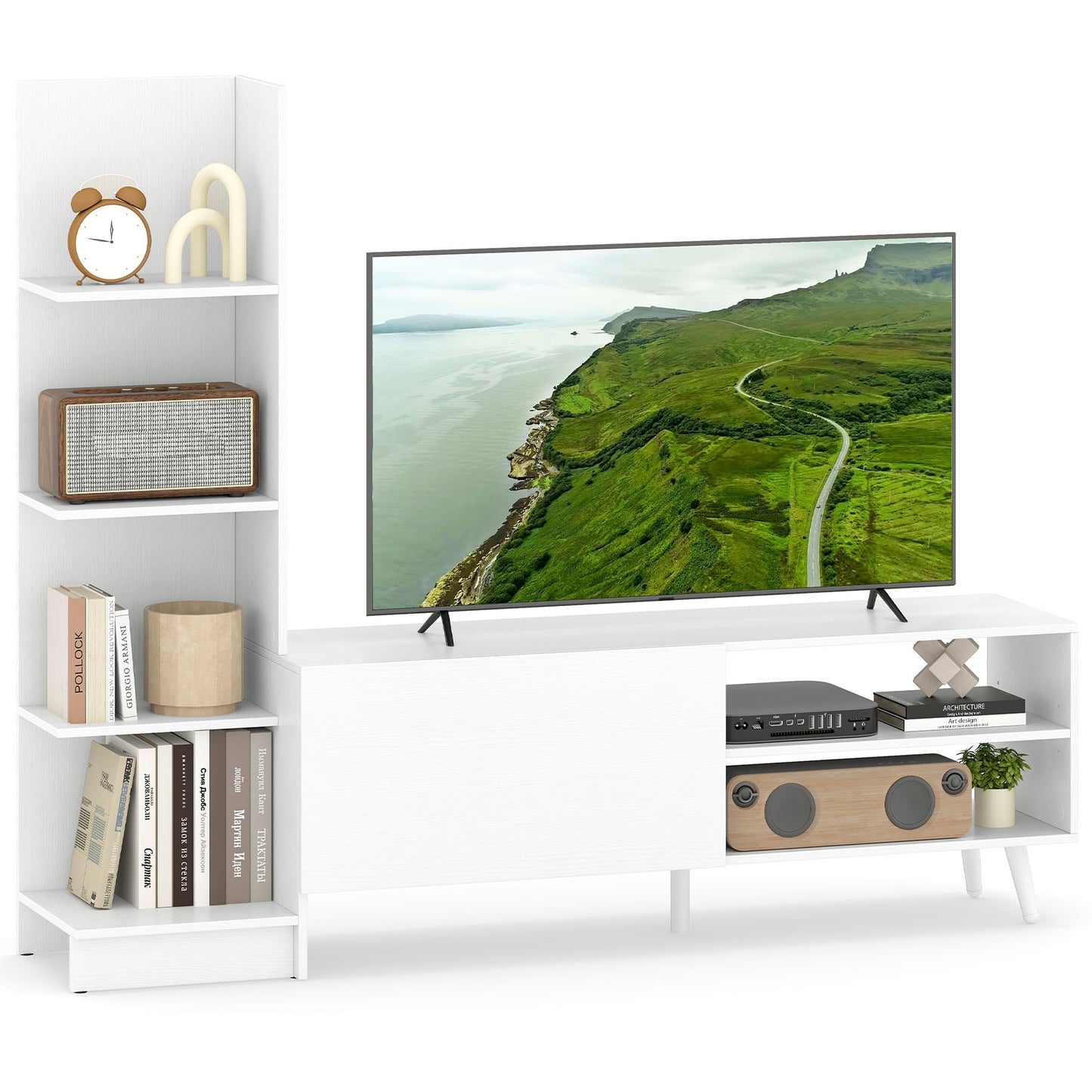 TV Stand For 50 Inches, Modern Mid Century Entertainment Center, White Entertainment Centers & TV Stands at Gallery Canada