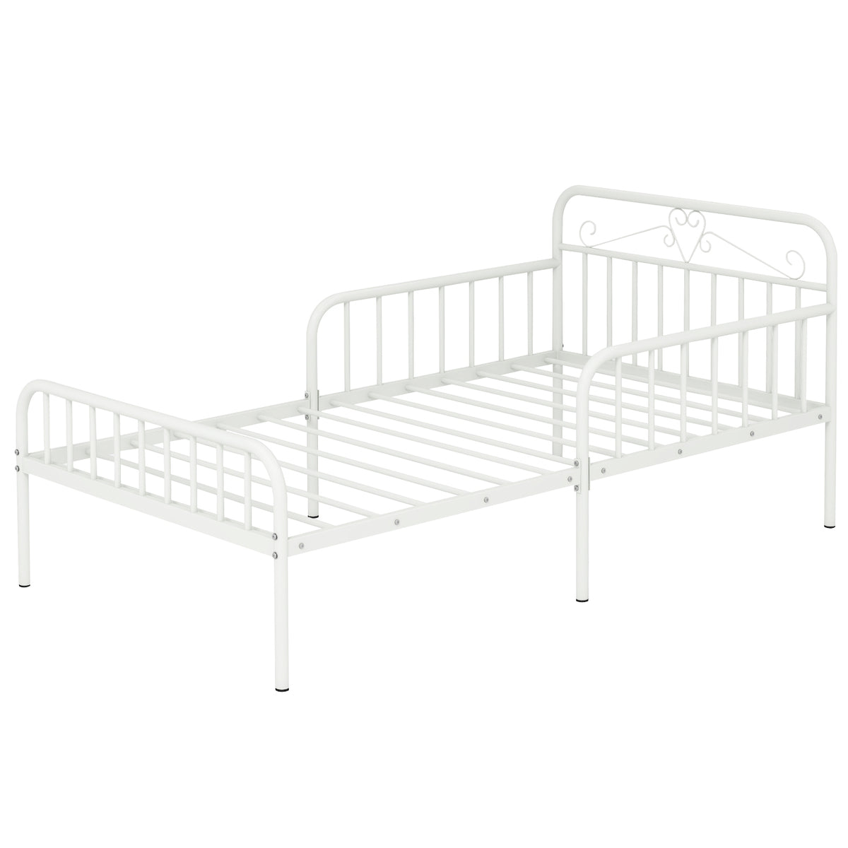 Twin Bed Frame With Headboard, Side Guardrails, White Simple Bed Frame at Gallery Canada