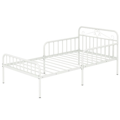 Twin Bed Frame With Headboard, Side Guardrails, White Simple Bed Frame at Gallery Canada