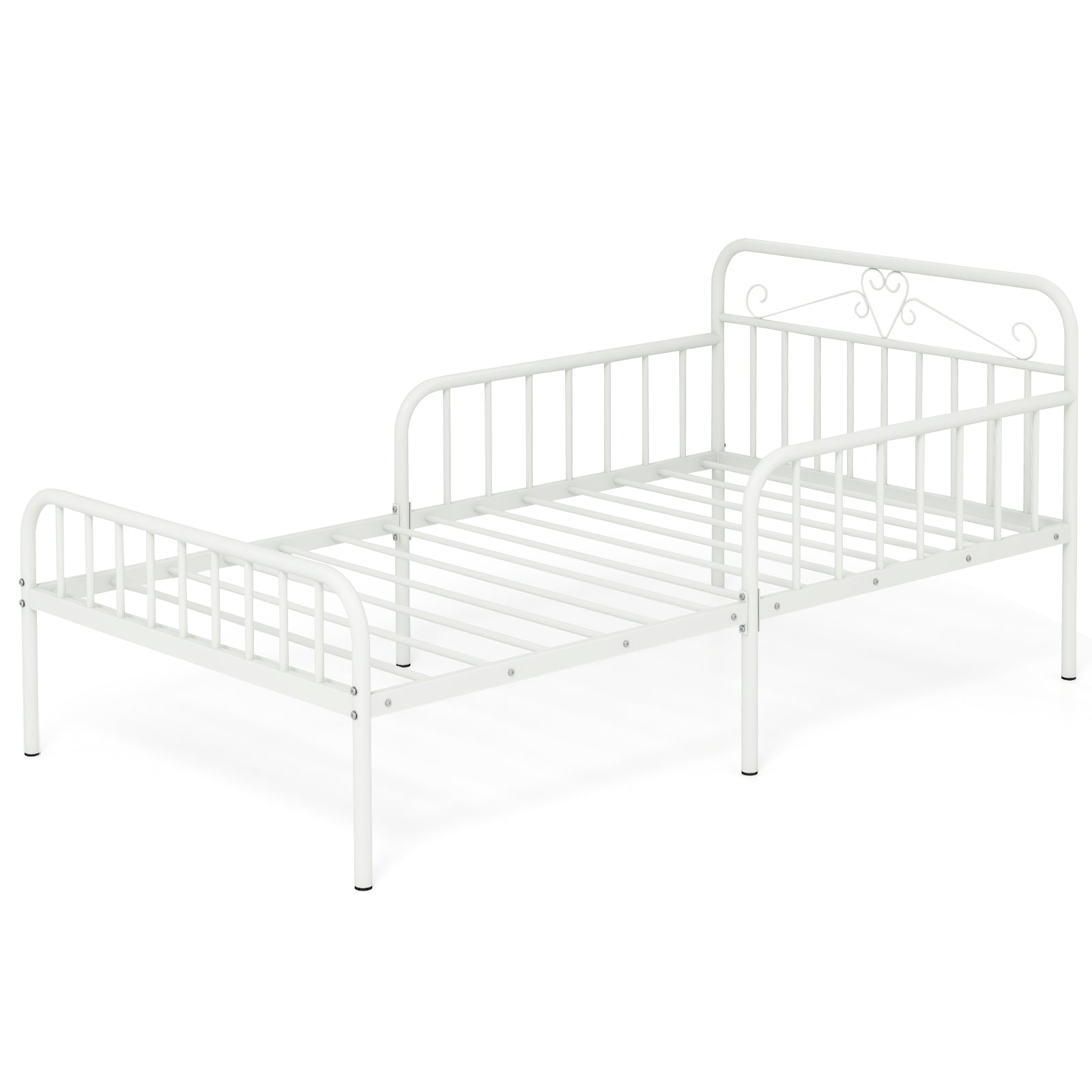 Twin Bed Frame With Headboard, Side Guardrails, White Simple Bed Frame at Gallery Canada