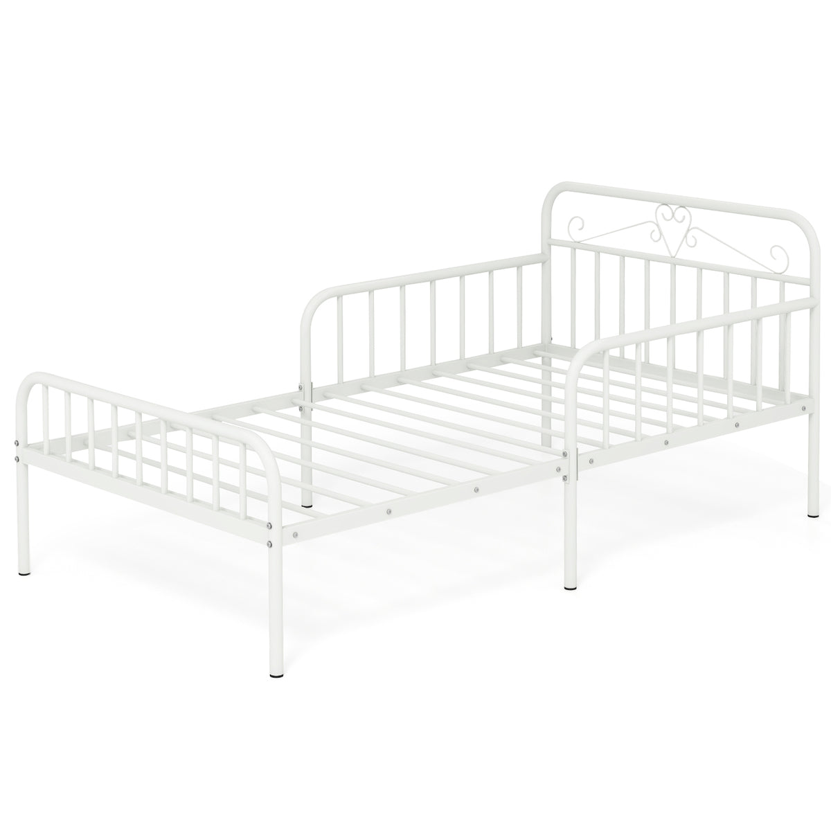 Twin Bed Frame With Headboard, Side Guardrails, White Simple Bed Frame at Gallery Canada