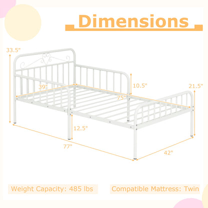 Twin Bed Frame With Headboard, Side Guardrails, White Simple Bed Frame at Gallery Canada