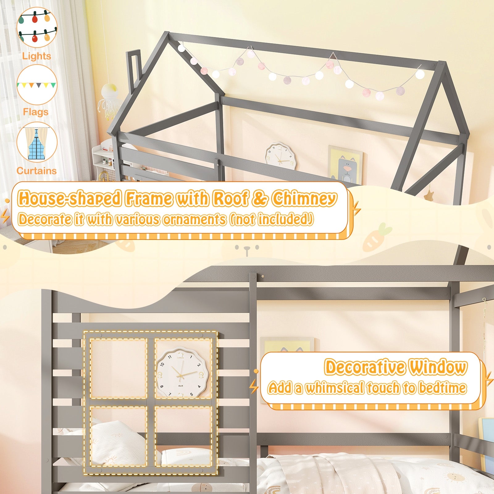 Twin Size Wooden Platform House Bed With Trundle, Gray Trundle Bed Frame at Gallery Canada