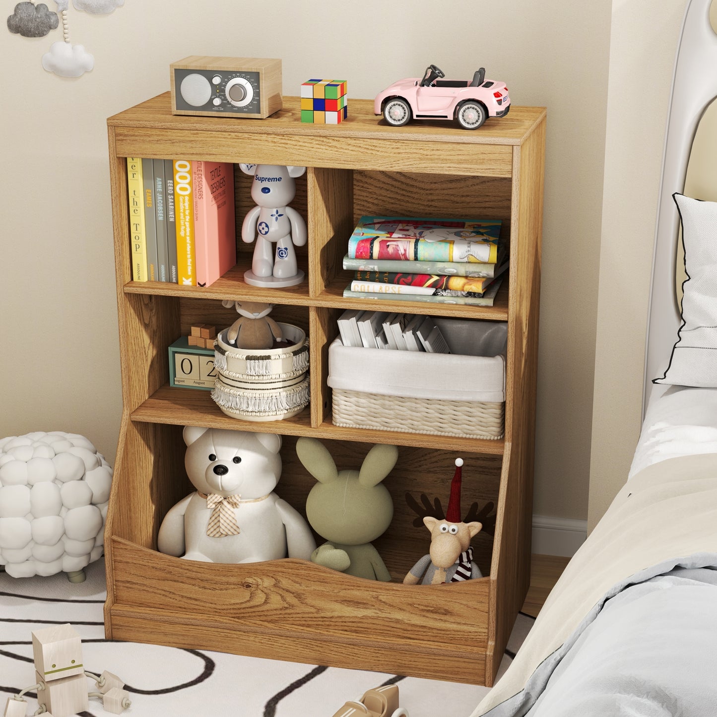 3-Tier Children's Bookcase Toy Storage Cabinet, Natural Kids Storage at Gallery Canada