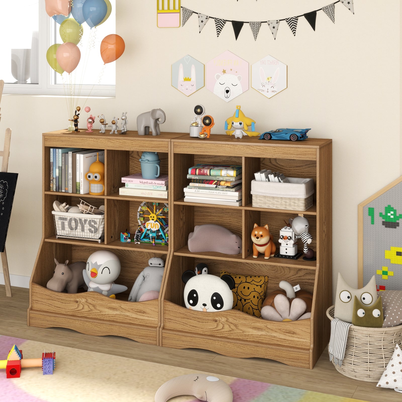 3-Tier Children's Bookcase Toy Storage Cabinet, Natural Kids Storage at Gallery Canada