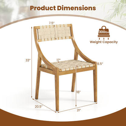 Outdoor Dining Chair Set, 4 Natural Webbing Seat, Backrest Patio Dining Chairs at Gallery Canada