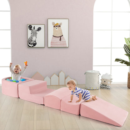 5-Piece Climb And Crawl Playset With Ball Pit, Pink Baby Gyms & Playmats at Gallery Canada