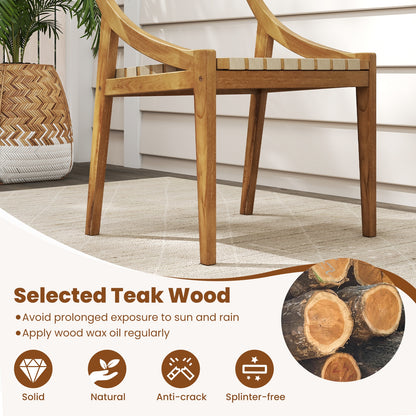 Outdoor Dining Chair Set, 4 Natural Webbing Seat, Backrest Patio Dining Chairs at Gallery Canada