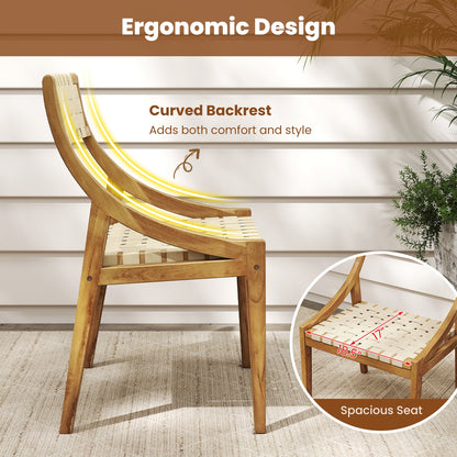 Outdoor Dining Chair Set, 4 Natural Webbing Seat, Backrest Patio Dining Chairs at Gallery Canada
