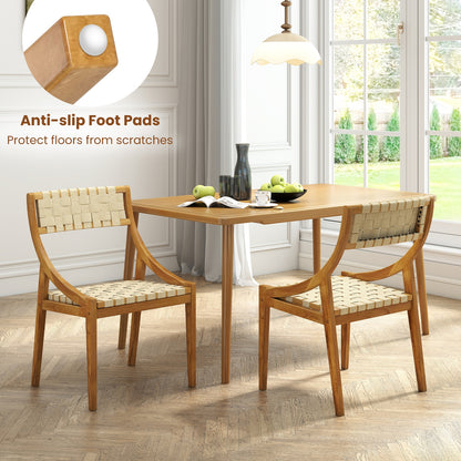 Outdoor Dining Chair Set, 4 Natural Webbing Seat, Backrest Patio Dining Chairs at Gallery Canada