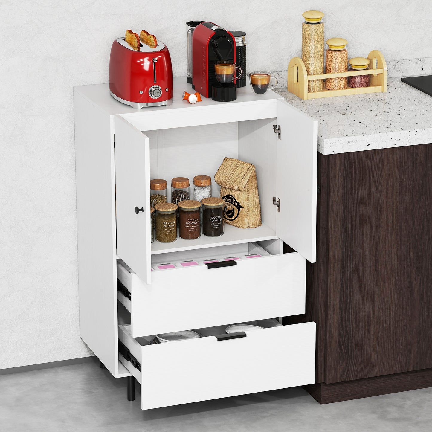 Sideboard Buffet Cabinet, 2-Door, White Sideboards Cabinets & Buffets at Gallery Canada