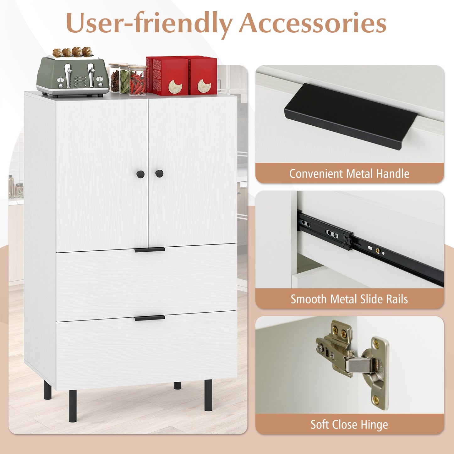Sideboard Buffet Cabinet, 2-Door, White Sideboards Cabinets & Buffets at Gallery Canada