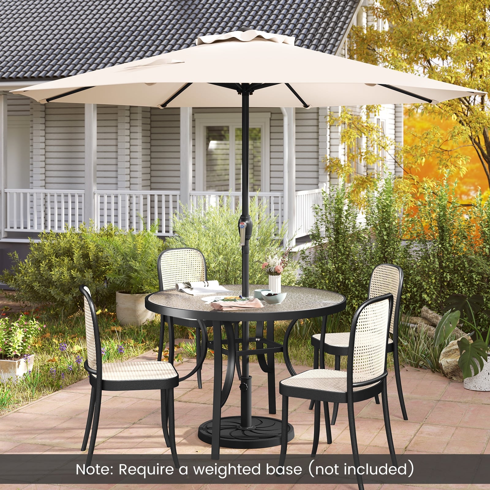 Heavy Duty Market Umbrella, Crank Handle, 8 Ribs, Beige Outdoor Umbrellas at Gallery Canada