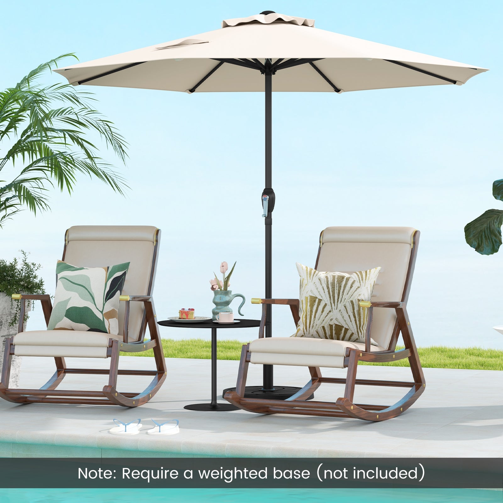 Heavy Duty Market Umbrella, Crank Handle, 8 Ribs, Beige Outdoor Umbrellas at Gallery Canada
