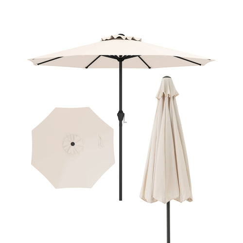 Heavy Duty Market Umbrella, Crank Handle, 8 Ribs, Beige