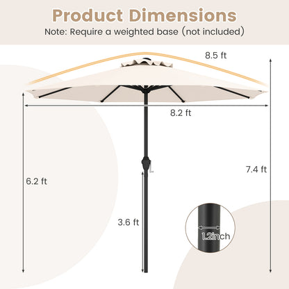 Heavy Duty Market Umbrella, Crank Handle, 8 Ribs, Beige Outdoor Umbrellas at Gallery Canada