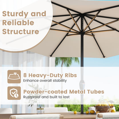 Heavy Duty Market Umbrella, Crank Handle, 8 Ribs, Beige Outdoor Umbrellas at Gallery Canada
