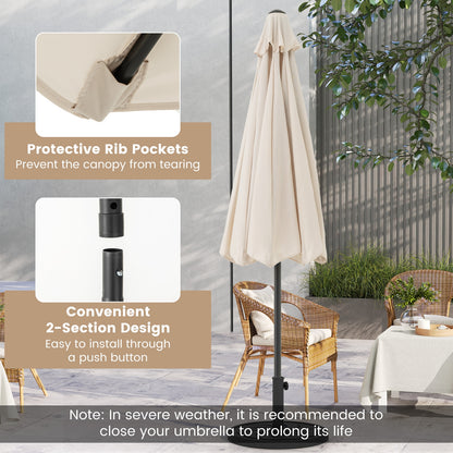 Heavy Duty Market Umbrella, Crank Handle, 8 Ribs, Beige Outdoor Umbrellas at Gallery Canada