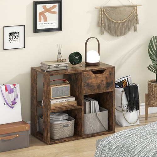 3-Cube Bookcase, 2-Tier Wooden Storage Shelf, Brown
