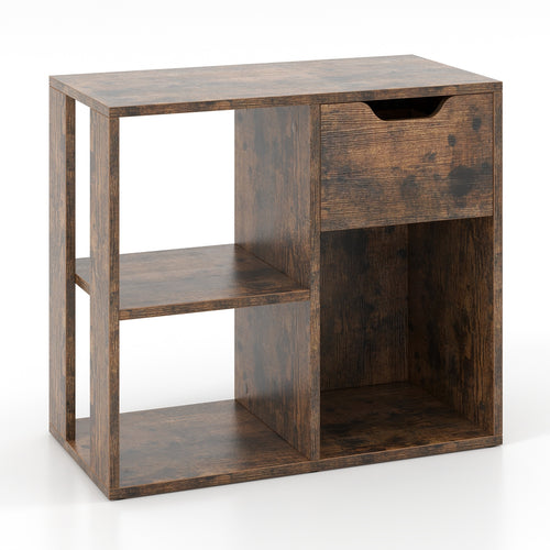 3-Cube Bookcase, 2-Tier Wooden Storage Shelf, Brown