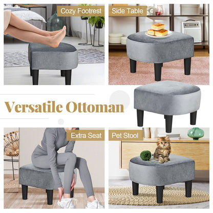 Teddy Velvet Club Barrel Chair With Ottoman, Gray Accent Chairs at Gallery Canada