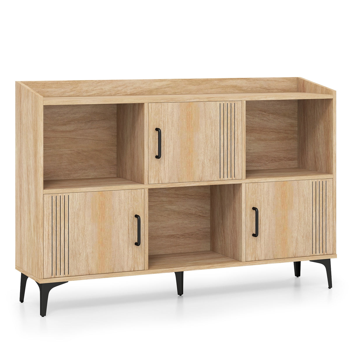 Sideboard Storage Cabinet, 3 Doors, Open Compartments, Oak Cabinets & Chests at Gallery Canada