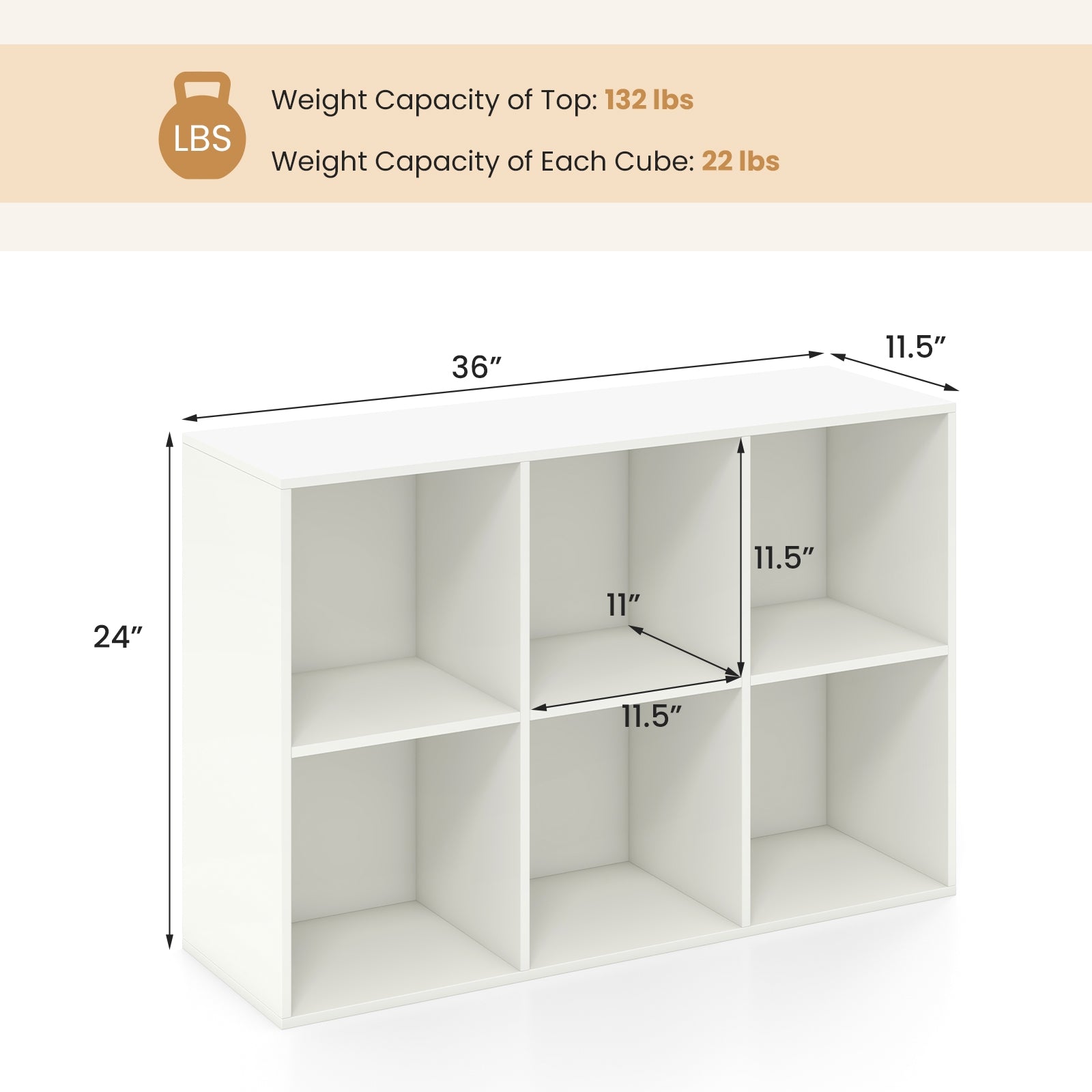 Modern 6-Cube Bookcase, Anti-Tipping Kit, White Bookcases at Gallery Canada