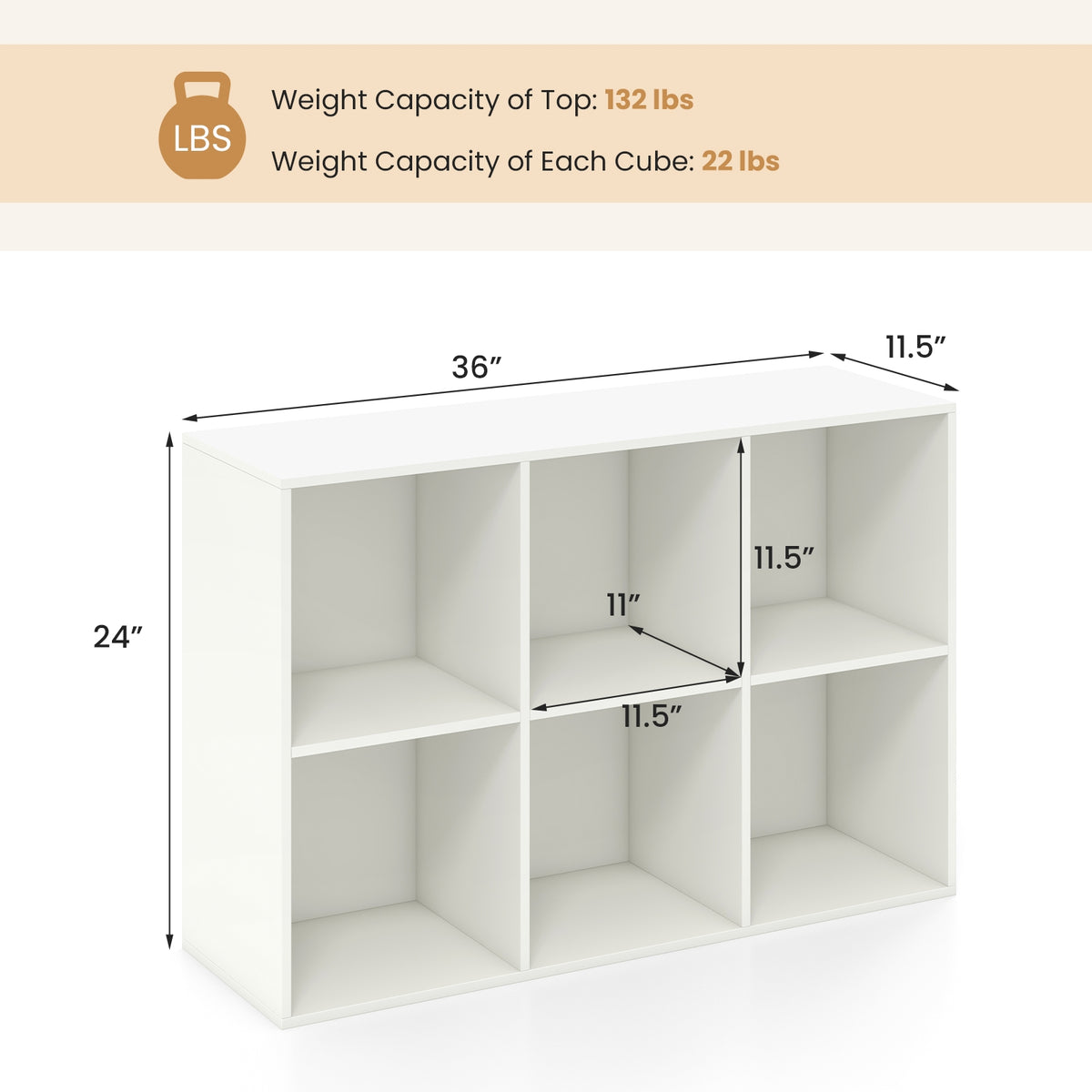 Modern 6-Cube Bookcase, Anti-Tipping Kit, White Bookcases at Gallery Canada