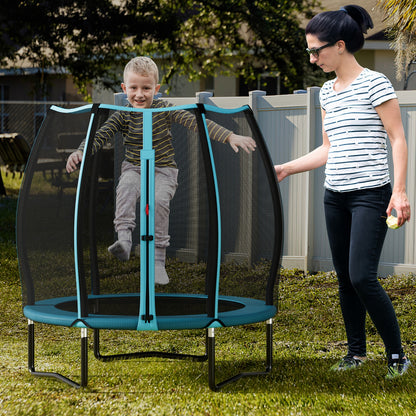 55 Inch Kids Trampoline With Safety Enclosure Net, Blue Trampolines at Gallery Canada