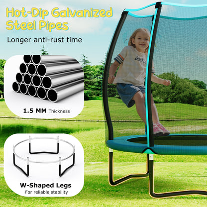 55 Inch Kids Trampoline With Safety Enclosure Net, Blue Trampolines at Gallery Canada