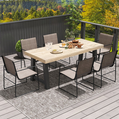 Outdoor Dining Chairs Set of 2, Patio Furniture with Breathable Seat, Brown Patio Dining Chairs at Gallery Canada