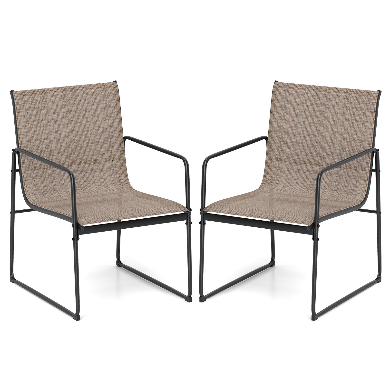 Outdoor Dining Chairs Set of 2, Patio Furniture with Breathable Seat, Brown Patio Dining Chairs at Gallery Canada