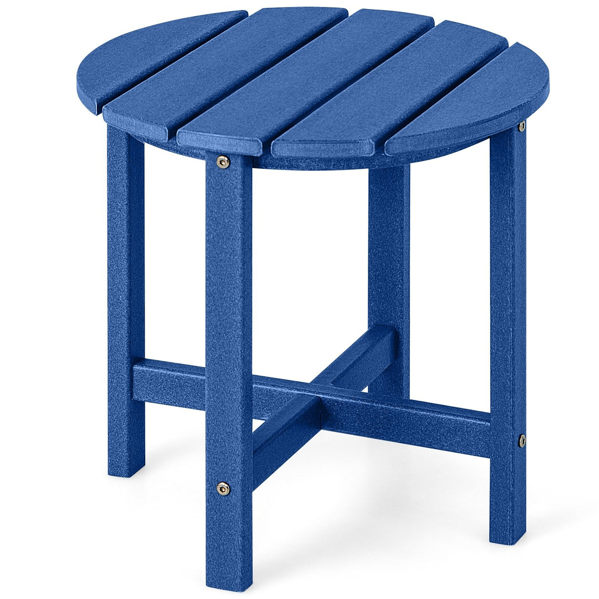 18 Inch Round Weather-Resistant Adirondack Side Table, Navy Patio Coffee Tables at Gallery Canada