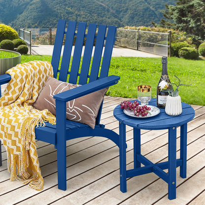 18 Inch Round Weather-Resistant Adirondack Side Table, Navy Patio Coffee Tables at Gallery Canada