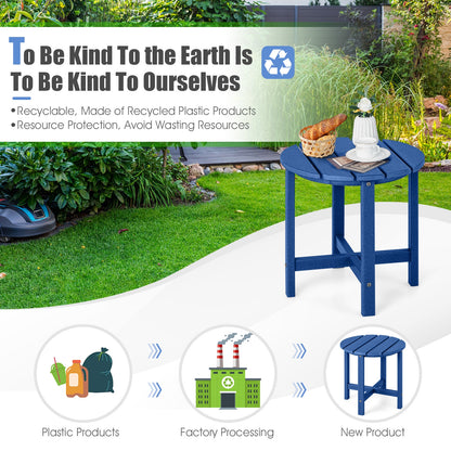 18 Inch Round Weather-Resistant Adirondack Side Table, Navy Patio Coffee Tables at Gallery Canada