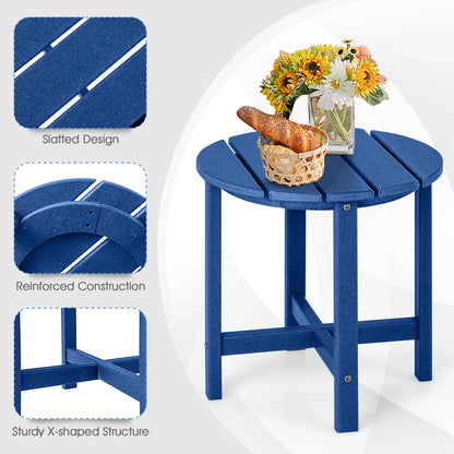 18 Inch Round Weather-Resistant Adirondack Side Table, Navy Patio Coffee Tables at Gallery Canada